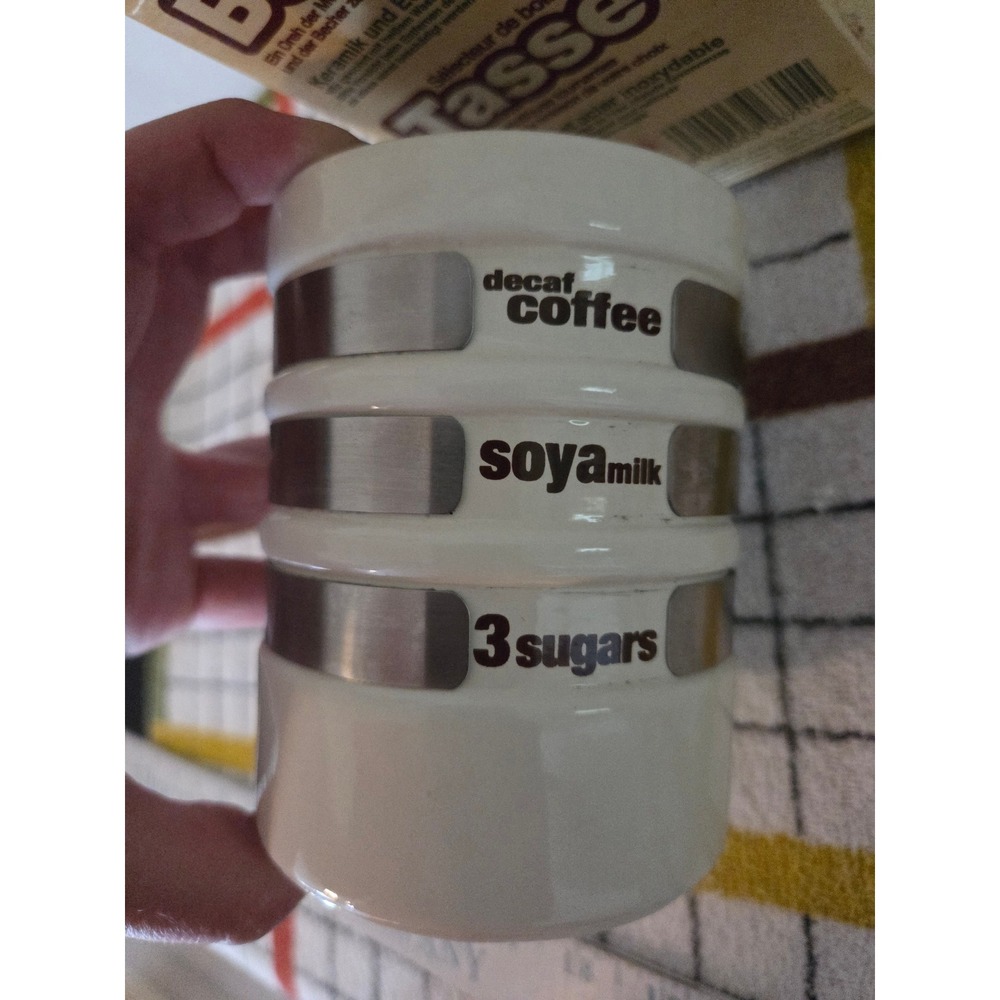 Vintage Drink Selector Mug White Ceramic Rotating Metal Bands Adjustable Coffee - Picture 11 of 11